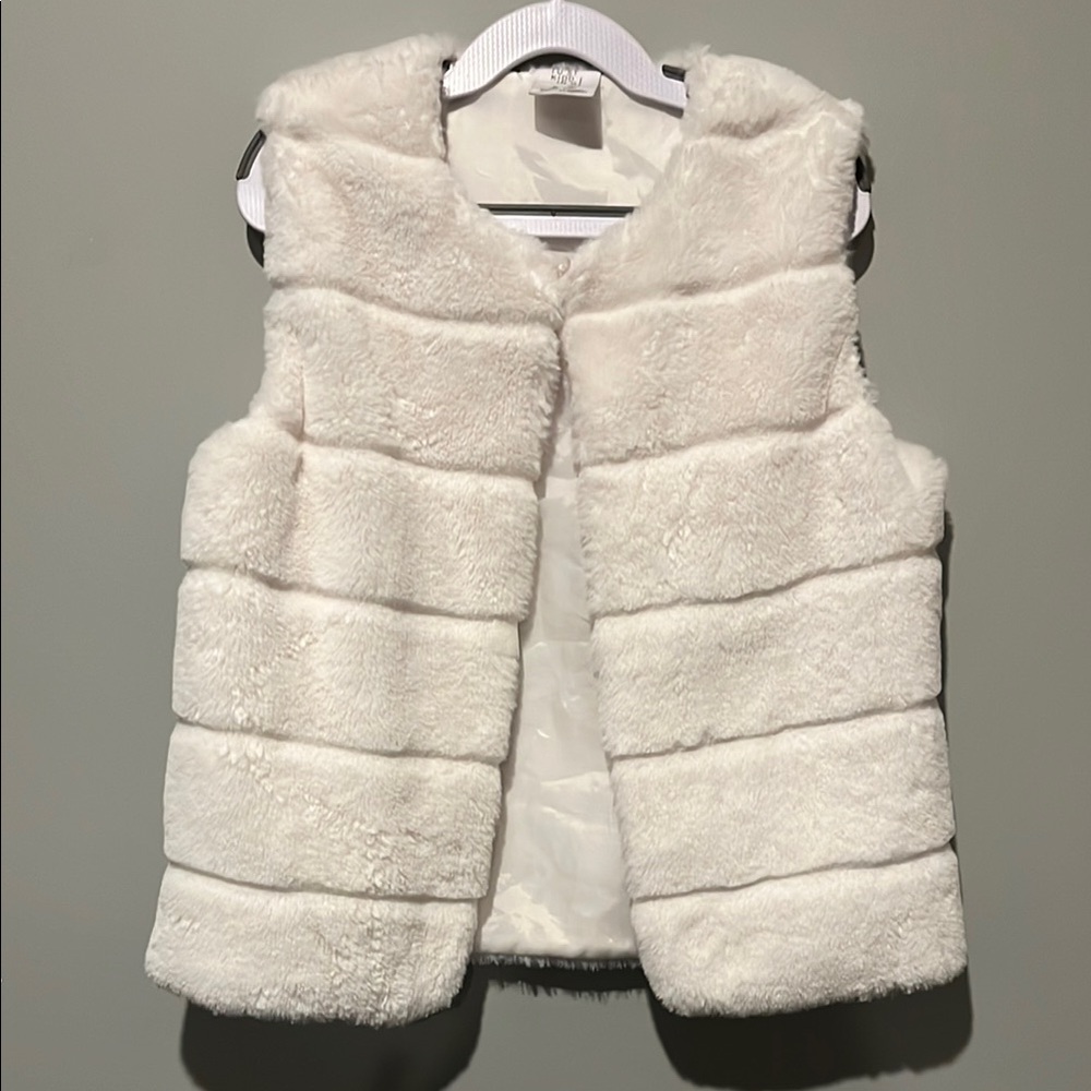 Kids White Faux Fur Vest